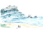 水彩画/恋路が浜